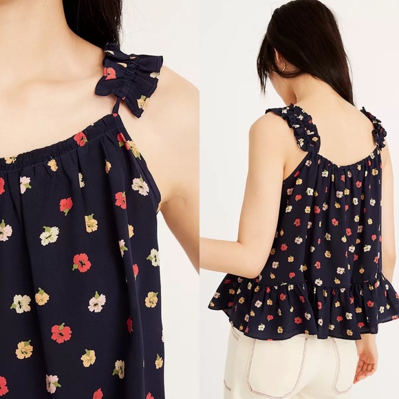 Madewell Silk Ruffle-Strap Cami Top in Confetti Floral - Picture 2 of 5
